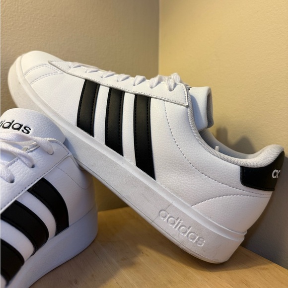 Adidas White Black Stripe Sneakers Women’s Size 10 – Clean, Gently Worn - Picture 2 of 9